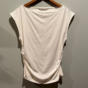 H&M Cream Women's Sleeveless Blouse Tank Top Cinched Sides Bodycon